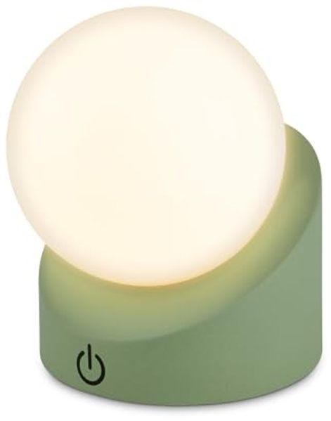 BRILONER - Mini LED Tischlampe kabellos IP54 mit Touch, dimmbar in Stufen, Akku & Lichtquelle tauschbar, Nachttischlampe, Kugel, LED Lampe, Akku Tischleuchte, Outdoor Lampe, 10 x 8 x 9 cm, Grün