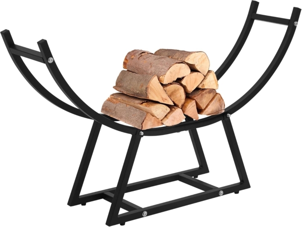 ML-DESIGN Kaminholzregal Indoor Feuerholzregal Schale für Brennholz Design Kaminholzlager, BxTxH:94x21x55 cm, Brennholzregal U-förmig für Kantholz aus pulverbeschichtetem Stahl