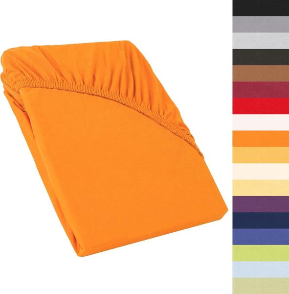 CelinaTex Perla Boxspringbett Wasserbett Topper Spannbettlaken 90x200-100x200 cm orange Jersey Mako Baumwolle 160g/qm Bettlaken Laken