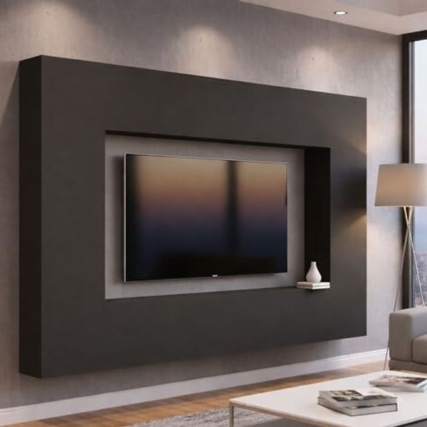Dmora - Ausgestattete Wand Luigi, 4-türiges TV-Ständer-Wohnzimmerset, Mehrzweck-Wohnzimmermöbel, 100% Made in Italy, 260 x 30 x 180 cm, Anthrazit,