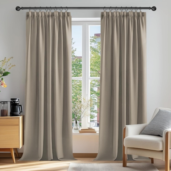 Deconovo Verdunkelungsvorhang Gardinen mit Kräuselband Blickdicht Vorhänge Wohnzimmer 2er Set, Vorhang Verdunkelung Vorhänge Kälteschutz Schlafzimmer Thermovorhang Bild 2