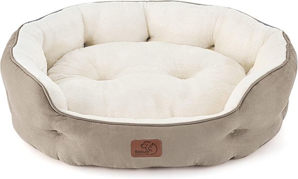 BEDSURE Katzenbett waschbar Katzen Bettchen - 63 x 53 x 20 cm Katzen Bett mit Zweiseitig Innenkissen Katzenschlafplatz für Katzen oder kleine Hunde, Kamel
