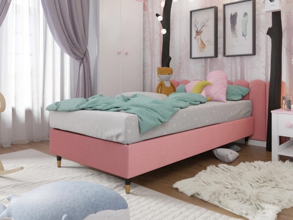 Boxspringbett Sauro Gold für Wandpaneel, Rosa, 120x200 cm Bild 2
