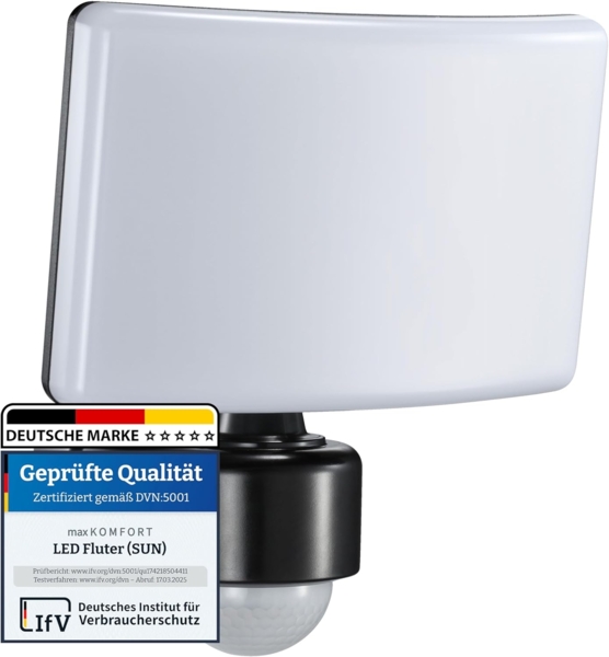 Maxkomfort LED Flutlichtstrahler SUN2200, mit Bewegungsmelder, LED fest integriert, 4000K, Neutralweiß, Fluter