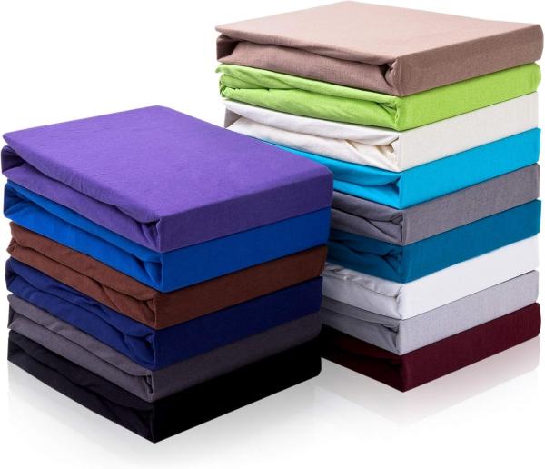 Hometex Premium Textiles Spannbettlaken für Topper bis 10cm Steghöhe, Jersey, Gummizug: Rundumgummizug, ideal für Boxspringbett Topper, 100% reine Baumwolle