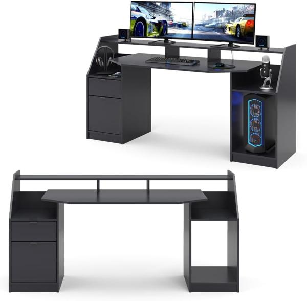 Vicco 'Joel' Computertisch, Schwarz, 179,8 x 90,6 x 65,5 cm Bild 8