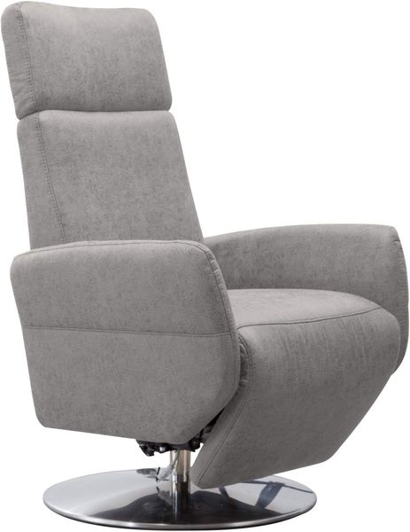 Cavadore TV-Sessel Cobra / Fernsehsessel mit Liegefunktion, Relaxfunktion / Stufenlos verstellbar / Ergonomie M / Belastbar bis 130 kg / 71 x 110 x 82 / Lederoptik Hellgrau