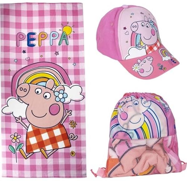 Peppa Pig Waschlappen-Set Handtücher im praktischen Beutel für Kinder