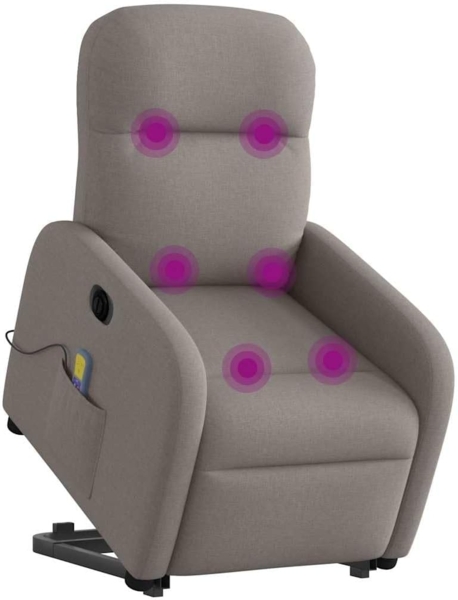 Elektrischer Massagesessel mit Aufstehhilfe Taupe Stoff 3303009