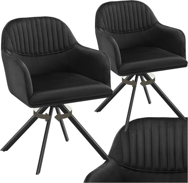 tectake Esszimmerstuhl Samt-Drehstuhl (2er Set, 2 St), gepolstert