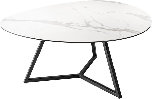 riess-ambiente Couchtisch MARVELOUS 90cm weiß / schwarz (Einzelartikel, 1-St), Wohnzimmer · Keramik · Glas · Metall · Marmor-Design