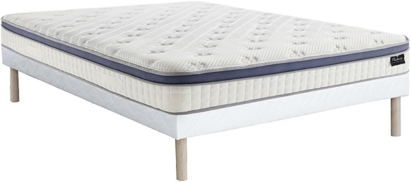 Vente-unique - Bett-Set 160x200 cm - Polsterbettgestell + Hybrid-Matratze Taschenfederkern 7 Zonen + Memory + Latex - 25 cm - MALAO von PALACIO