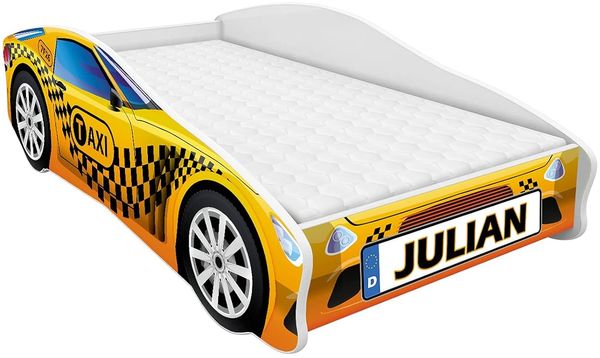 Kinderbett Autobett Auto Junior mit Lattenrost und Matratze 140x70 160x80 180x80 ACMA (160x80, 10 + Name)