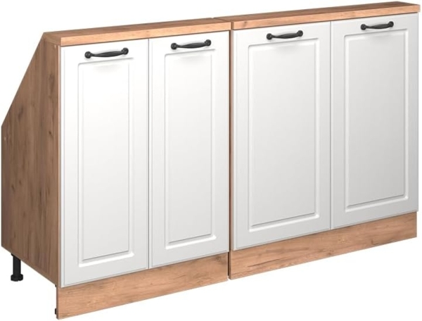 Dachschrägenschrank-Set Rion Weiß Landhaus/Goldkraft Eiche 2er Set Vicco