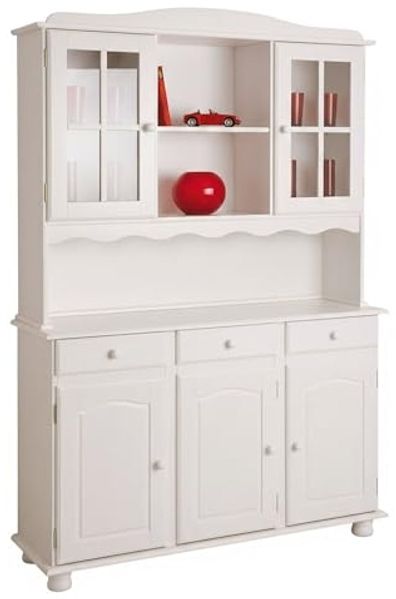 Dmora - Kommode Moers, Wohnzimmerbuffet, Wohnzimmer-Sideboard, Moderne Küchen-Speisekammer, 130x32 h198 cm, Weiß Bild 3