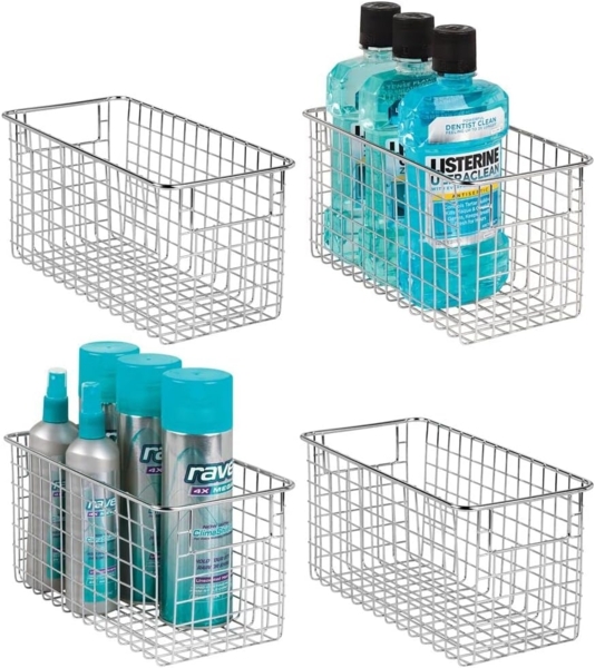 Badkorb Set 4 Stück chrom Aufbewahrungsbox Regalkorb Badezimmer Box mDesign