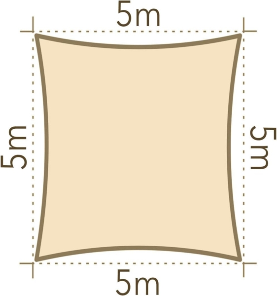 anndora Sonnensegel 5x5 cream quadratisch HDPE Bild 3