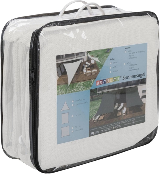 anndora Sonnensegel 5x5 cream quadratisch HDPE Bild 6