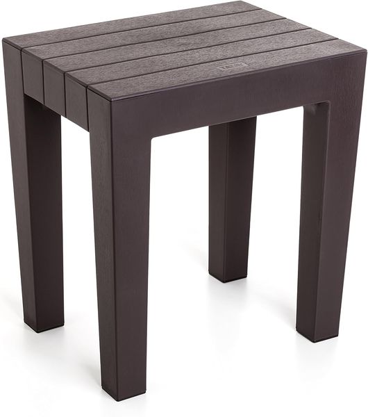 Tatay Hocker Sitzbank Lombok, Polypropylen, BPA frei, Holz-Effekt, Anti-UVA-Schutz, Max 130KG, geeignet für Innen- und Außen 38 x 29 x 41 cm. Farbe braun