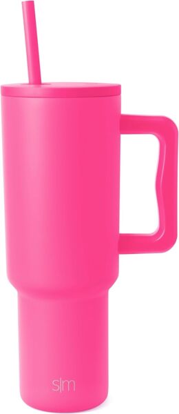 Simple Modern 40 oz Tumbler with Handle and Straw Lid | Insulated Cup Reusable Stainless Steel Water Bottle Travel Mug Cupholder Friendly | Gifts for Women Him Her | Trek Collection | Raspberry Vibes