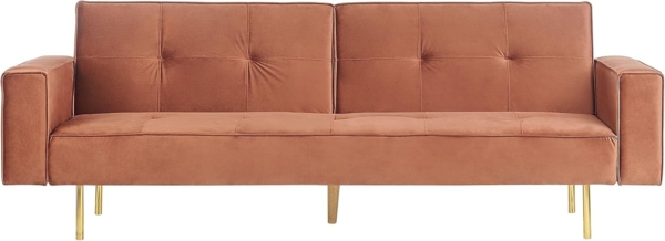 Schlafsofa VISNES Goldbraun Samtstoff