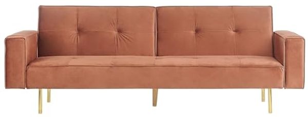 Schlafsofa VISNES Goldbraun Samtstoff