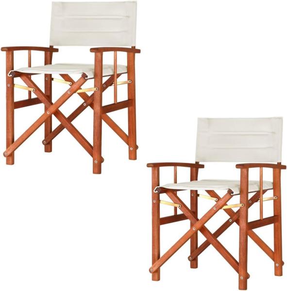 CASARIA® 2er Set Regiestuhl Cannes gepolstert creme