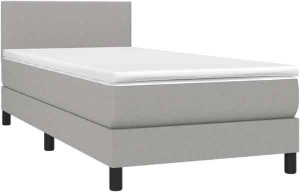 vidaXL Boxspringbett mit Matratze, Stoff, Hellgrau, 100 x 200 cm, H2