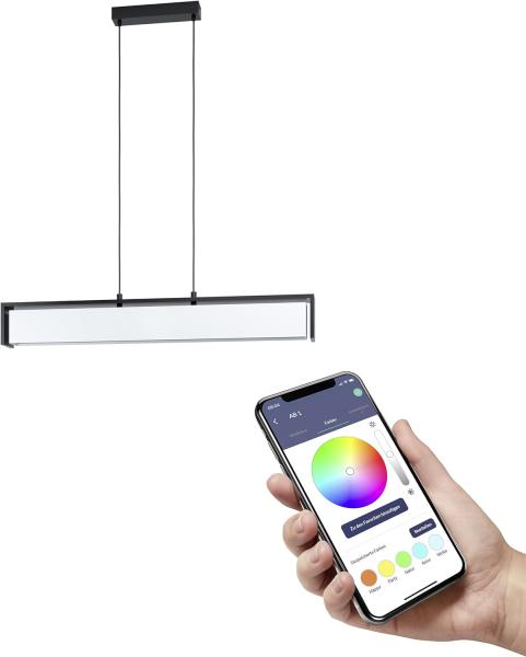 Eglo 900075 LED Hängeleuchte VALDELAGRANO-Z weiss schwarz L:100 B:10. 5 H:110cm dimmbar 2700-6500K mit Connect-Z Funktion