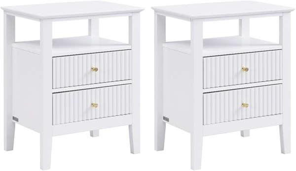 Vente-unique - Nachttisch 2er-Set 2 Schubladen & 1 Ablage – MDF – Weiß – NIRIVA
