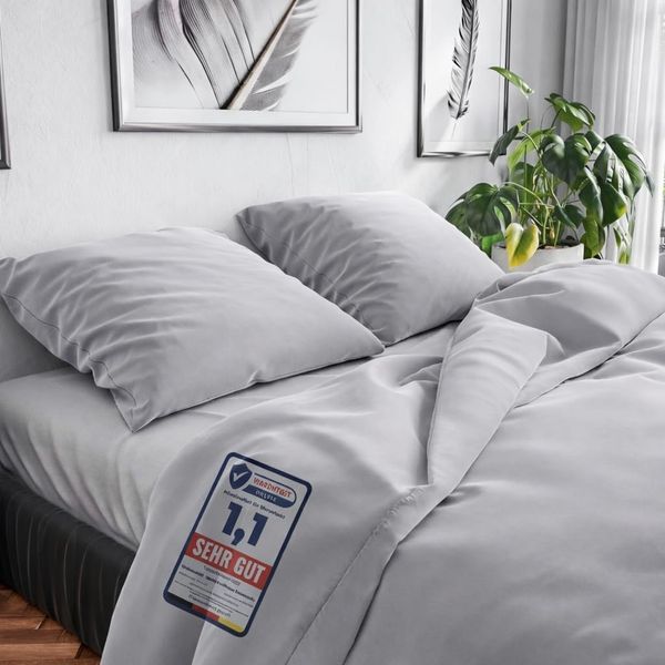 Wolkenfeld Bettwäsche Renforcé Bettwäsche Baumwolle - Natürlich weiches Schlafgefühl, 100% Baumwolle, 3 teilig, 135x200 cm, 155x220 & Übergrößen I inkl. Kissenbezüge 80x80 I uni