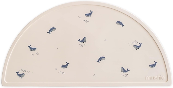 Mushie Silikon-Lätzchen Whales Blau