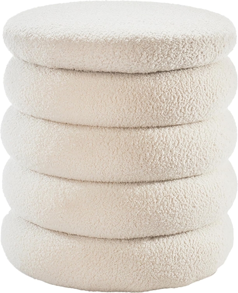 Kobolo Sitzhocker Hocker mit Aufbewahrung BAHATI – Bouclestoff (1 Stück, mit Aufbewahrungsfach)