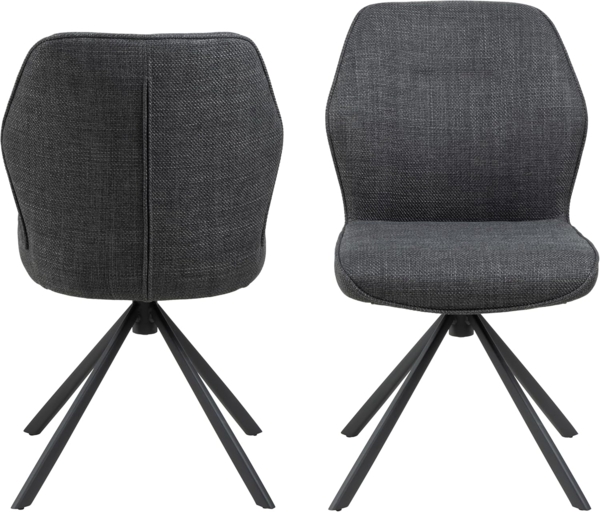 AC Design Furniture Aurelia 2er Set Esszimmerstühle mit Bezug in Dunkelgrau und Schwarzen Stahlbeinen mit Drehfunktion, Küchenstühle Ohne Armlehne, Esszimmermöbel, B: 51 x H: 88,5 x T: 61,5 cm Bild 3