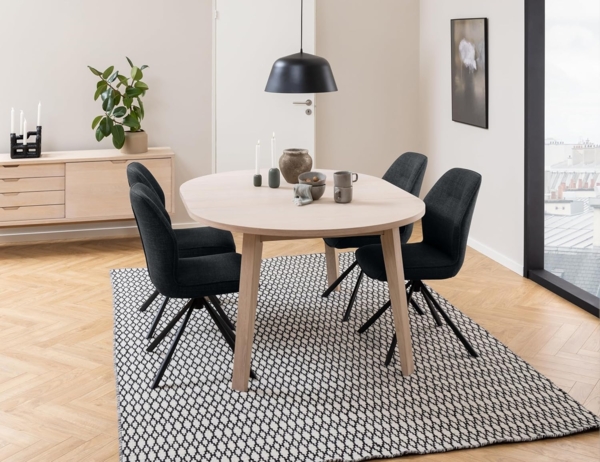 AC Design Furniture Aurelia 2er Set Esszimmerstühle mit Bezug in Dunkelgrau und Schwarzen Stahlbeinen mit Drehfunktion, Küchenstühle Ohne Armlehne, Esszimmermöbel, B: 51 x H: 88,5 x T: 61,5 cm Bild 9