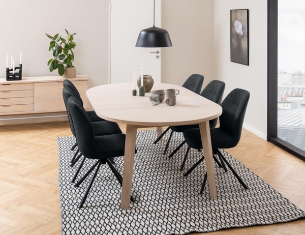 AC Design Furniture Aurelia 2er Set Esszimmerstühle mit Bezug in Dunkelgrau und Schwarzen Stahlbeinen mit Drehfunktion, Küchenstühle Ohne Armlehne, Esszimmermöbel, B: 51 x H: 88,5 x T: 61,5 cm Bild 10
