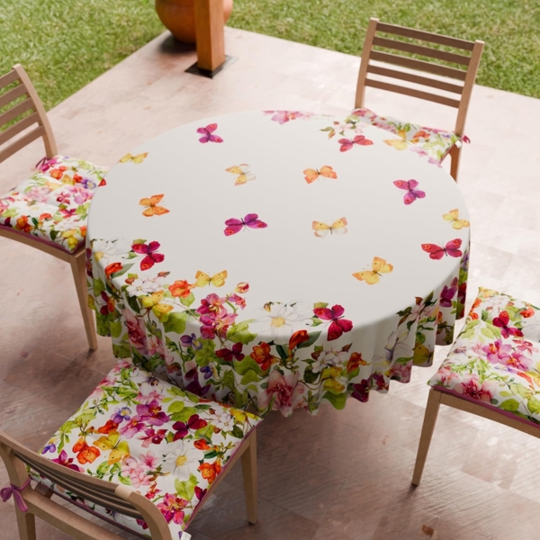 PETTI Artigiani Italiani - Schmutzabweisende runde Tischdecke aus Mikrofaser (Durchmesser 120 cm), Küchentischabdeckung für runden Tisch, Schmetterling-Design, 100% Made in Italy Bild 3