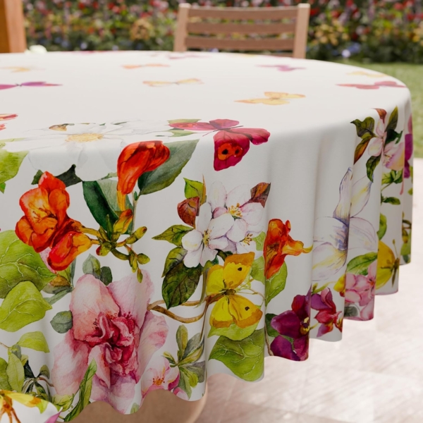 PETTI Artigiani Italiani - Schmutzabweisende runde Tischdecke aus Mikrofaser (Durchmesser 120 cm), Küchentischabdeckung für runden Tisch, Schmetterling-Design, 100% Made in Italy Bild 5