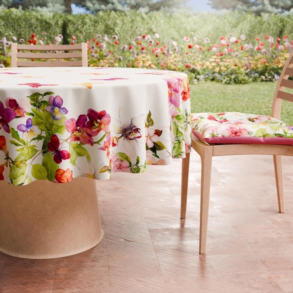 PETTI Artigiani Italiani - Schmutzabweisende runde Tischdecke aus Mikrofaser (Durchmesser 120 cm), Küchentischabdeckung für runden Tisch, Schmetterling-Design, 100% Made in Italy Bild 4