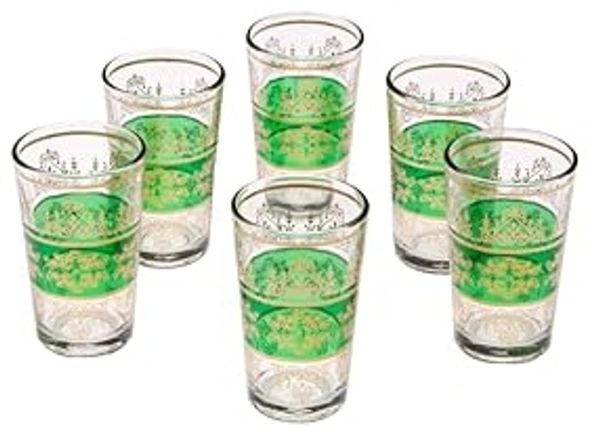 Marrakesch Orient & Mediterran Interior Teeglas 6x Orient Teeglas Marrakesch Grün - 6er SET, Handarbeit