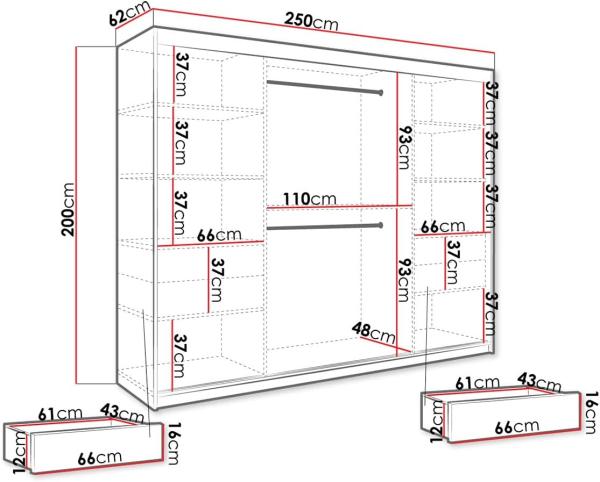 Kleiderschrank Kamoga T 250 (Weiß / Marmor Weiß + Gold, mit Schubladen) Bild 4