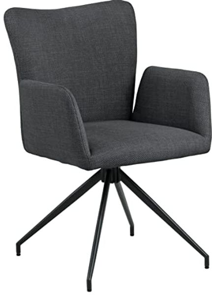 AC Design Furniture Laurikke Esszimmerstühle 2er Set in Dunkelgrau, Küchenstühle mit Drehfunktion, Polsterstühle in Strukturstoff und schwarzem Metallfuß, elegante Akzentstühle, Esszimmermöbel