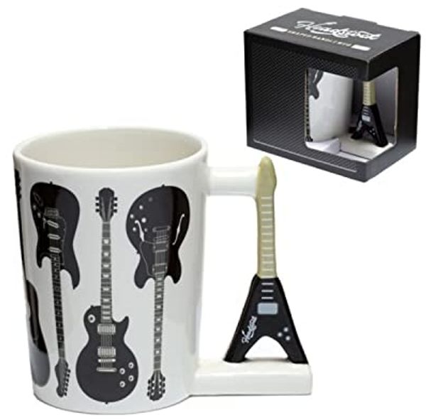 Puckator Tasse Metal Gitarre Kaffeebecher mit E-Gitarre als Griff