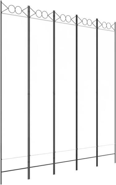 5-tlg. Paravent Weiß 200x220 cm Stoff