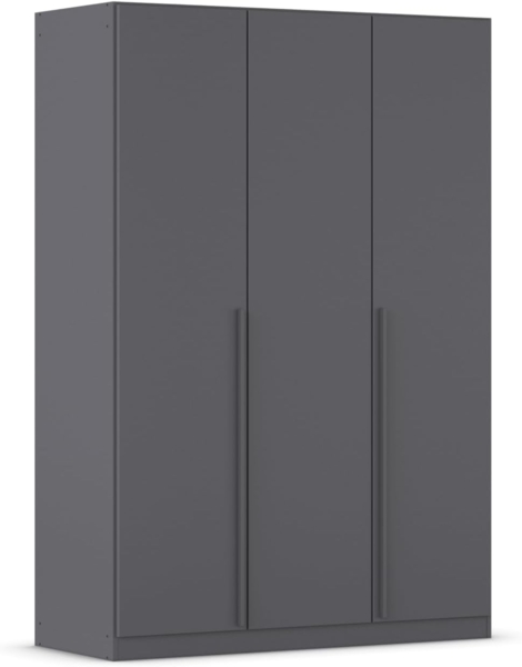 rauch Kleiderschrank Alba, Drehtürenschrank, Garderobenschrank, 3-türig, mit 2 Kleiderstangen und 2 Einlegeböden, Farbe Grau metallic, Schwarz, Griffstange Grau metallic, Schwarz, 136x197x54cm