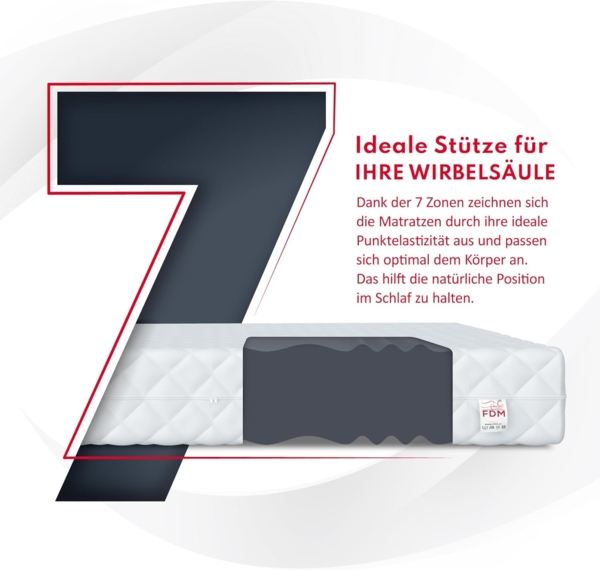 FDM Comfort Plus Schaumstoffmatratze cm Höhe cm 7-Liegezonen Matratze Kaltschaum H3 Öko-Tex Allergikergeeignet Bezug Waschbar Abnehmbar Weiß, 80x200 cm, 10,0 cm Bild 4