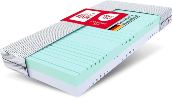 FDM 'Space' 7-Liegezonen Kaltschaumstoffmatratze mit abnehmbaren Bezug, atmungsaktiv und waschbar, Öko-Tex Allergikergeeignet, Höhe 20 cm, H3/H4, 160x200 cm