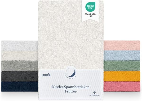 Laleni Frottee Spannbettlaken 60x120-70x140cm - Oeko-TEX Zertifiziertes Bettlaken, Faltenfreie Spannbetttücher für Kinderbett, Babybett und Moses Körbchen, Elfenbein