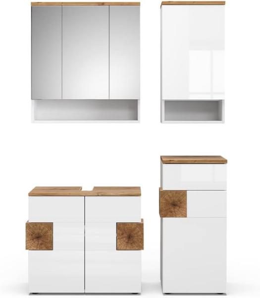 Vicco Badmöbel-Set Badezimmer-Möbel Bad-Schrank Eden Weiß Artisan modern Badezimmerschrank Waschbeckenunterschrank Spiegelschrank Hängeschrank Midischrank Schranktür Schrankfach