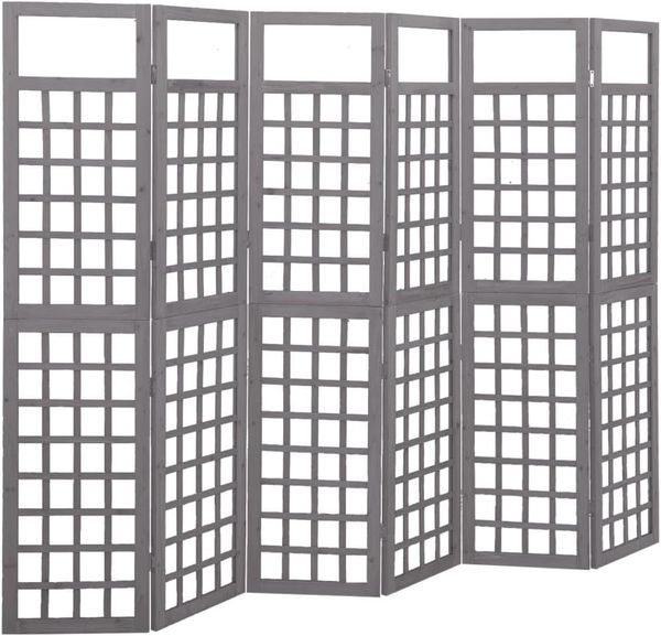 vidaXL Tannenholz Massiv Paravent Spalier 6-TLG. Rankhilfe Raumtrenner Raumteiler Trennwand Umkleide Sichtschutz Spanische Wand Grau 242,5x180 cm